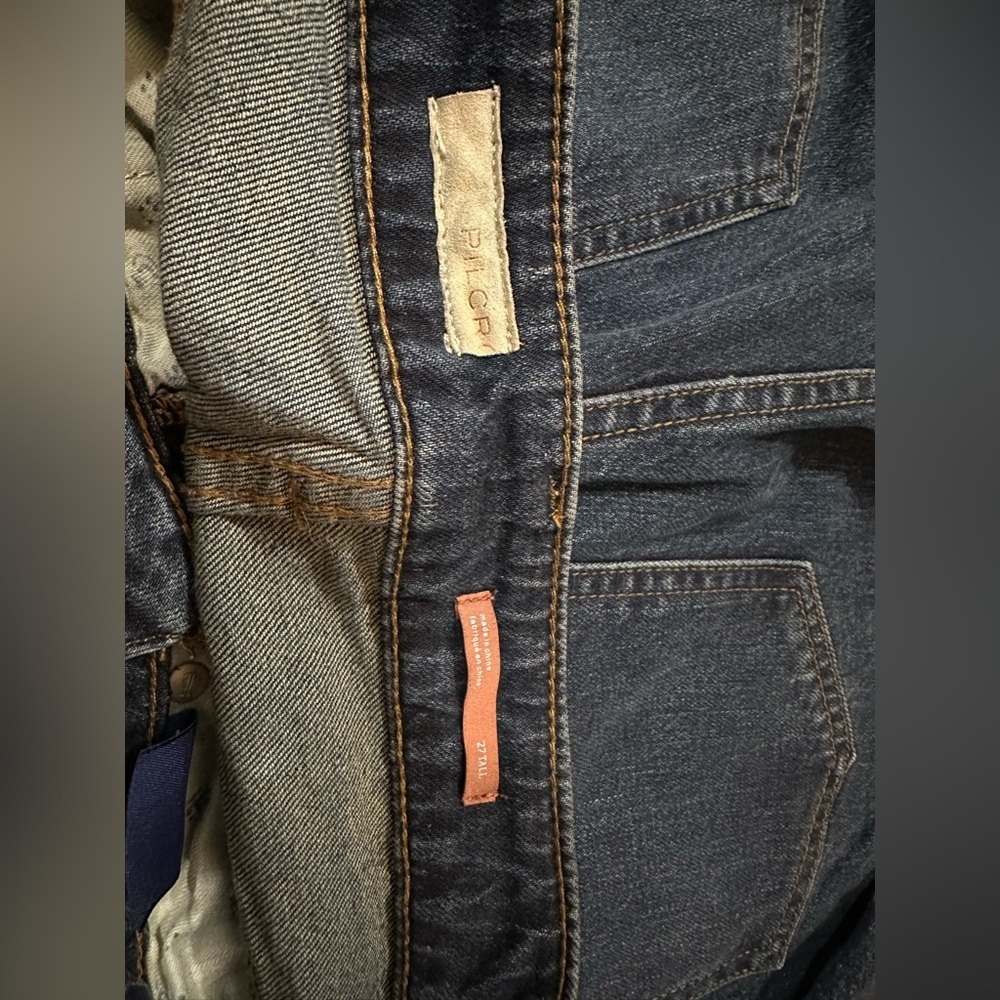 Anthropologie Pilcro The Rue raw hem medium dark wash jeans size 27T - Picture 2 of 11
